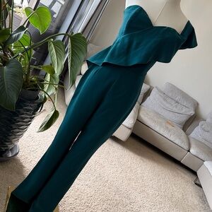 Adelyn Rae Off-Shoulder Teal Jumpsuit